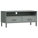 TV Cabinet with Metal Legs Grey Solid Wood Pine OSLO 351025