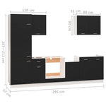 ZNTS 7 Piece Kitchen Cabinet Set Black Engineered Wood 3067632