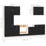 ZNTS 7 Piece Kitchen Cabinet Set Black Engineered Wood 3067632