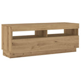 TV Cabinet with LED Lights Artisan Oak 200x35x40 cm Engineered Wood 3329166