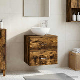 Wall-Mounted Sink Vanity Smoked Oak 49.5 x 35 x 63 cm 890258