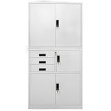 Office Cabinet Light Grey Steel Large Smooth-Closing 336414