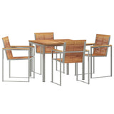 Garden Dining Set 5 pcs Solid Teak Wood and Stainless Steel 3334822