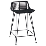Bar Stool 2 pcs Black 44 x 45 x 76 cm Rattan and Steel 42033203