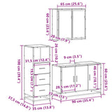3 Piece Bathroom Furniture Set Sonoma Oak Engineered Wood 3301011