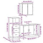 3 Piece Bathroom Furniture Set Brown Oak Engineered Wood 3301014