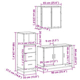 3 Piece Bathroom Furniture Set Brown Oak Engineered Wood 3301014