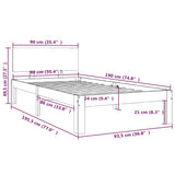 Bed Frame without Mattress White 90x190cm Single 810461