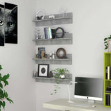 Wall Shelf 4 pcs Concrete Grey 80x11.5x18 cm Engineered Wood 807342