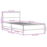 Bed Frame without Mattress Grey Sonoma 100x200 cm 845525