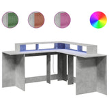 Desk with LED Lights Concrete Grey 152x152x91 cm Engineered Wood 3309459