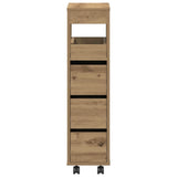 Narrow Bathroom Cabinet with Wheels Artisian Oak Engineered Wood 855276