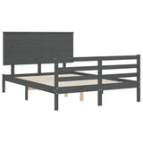 ZNTS Bed Frame without Mattress Grey 140x190 cm Solid Wood 3195203