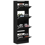 Shoe Cabinet with 4 Flip-Drawers Black 60x34x187.5 cm 3214372