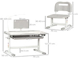 Kids Study Desk and Chair Set w/ Adjustable Height, Storage, Drawer, Grey T3398P347707