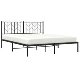 Metal Bed Frame without Mattress with Headboard Black 160x200cm 374440