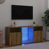 TV Cabinet with LED Lights Artisian Oak 120x30x50 cm Engineered Wood 856352