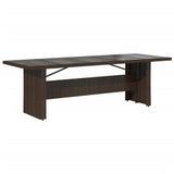Garden Table with Glass Top Brown 240x90x75 cm Poly Rattan 365598