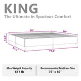 Bed Frame without Mattress Dark Grey 193x203 cm King Fabric 347210