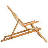 Beach Chair Beige Solid Teak Wood 42032666