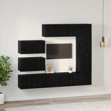 TV Cabinet Set Wall-mounted 8 pcs Black Oak Engineered Wood 3393133