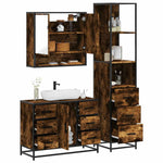 ZNTS 3 Piece Bathroom Furniture Set Smoked Oak Engineered Wood 3301172