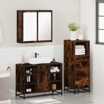 ZNTS 3 Piece Bathroom Furniture Set Smoked Oak Engineered Wood 3301032