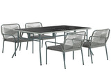 Five-Piece PE Rattan Garden Dining Set with Cushions & Stackable Chairs - Light Grey T3398P377534