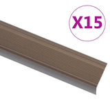 Stair Nosings in L-shape 15 pcs Aluminium 100 cm Brown 146769