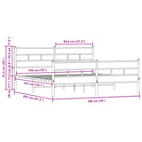 Metal Bed Frame without Mattress Brown Oak 193x203 cm 3308480
