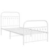 Metal Bed Frame without Mattress with Footboard White 90x200cm 376660