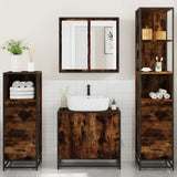 4 Piece Bathroom Furniture Set Smoked Oak Engineered Wood 3301247