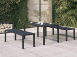 Garden Dining Set Black Steel, Wood Plastic Composites Medium 317139