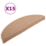 Stair Mats 15 pcs 56x17x3 cm Light Brown Half Round 149851