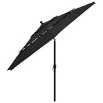 3-Tier Garden Parasol with Aluminium Pole Black 3.5 m 313882