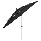 3-Tier Garden Parasol with Aluminium Pole Black 3.5 m 313882
