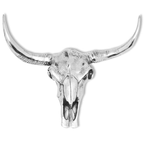 Skull Head Decoration Wall-Mounted Aluminium Silver 243483