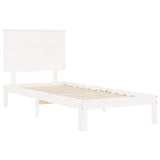 Bed Frame without Mattress White Single Solid Wood Pine 3193627