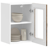 Kitchen Wall Cabinet with Glass Door Kalmar Smoked Oak Engineered Wood 853532