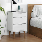 Bedside Cabinet MOLDE White 40x35x65 cm Solid Wood Pine 350499