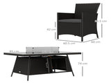 7 Pieces Outdoor Rattan Garden Furniture with Fire Pit Table, 6 Seater Garden Table and Chairs with T3398P328042