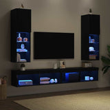 TV Cabinet Set with LED 2 pcs Black Oak 30.5 x 30 x 102 cm 862199