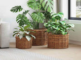 Planter Basket with Storage 3 pcs Brown Kubu Rattan 42020956