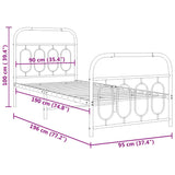 Metal Bed Frame without Mattress with Footboard White 90x190cm 377176