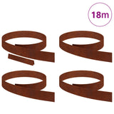 Lawn Edging 4 pcs Rusty 450 x 0.05 x 10 cm Weathering Steel 868021