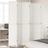Room Divider 6 Panels White Solid Wood Paulownia 358844