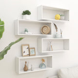 ZNTS Wall Cube Shelf 4 pcs White 60x15x23 cm Engineered Wood 807134