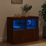 Sideboard with LED Lights Brown Oak 81x37x67 cm 836664