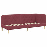 Corner Bed Frame with Headboard Wine Red 80 x 200 cm Fabric 42016556