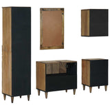 Bathroom Furniture Set with Drawer 5 pcs Brown Solid Mango Wood 3310111